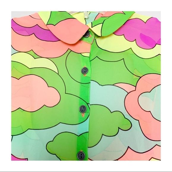 Nanette Lepore Neon Sheer Hi-low Tunic Keyhole Sz S NWOT Barbiecore - Picture 15 of 16